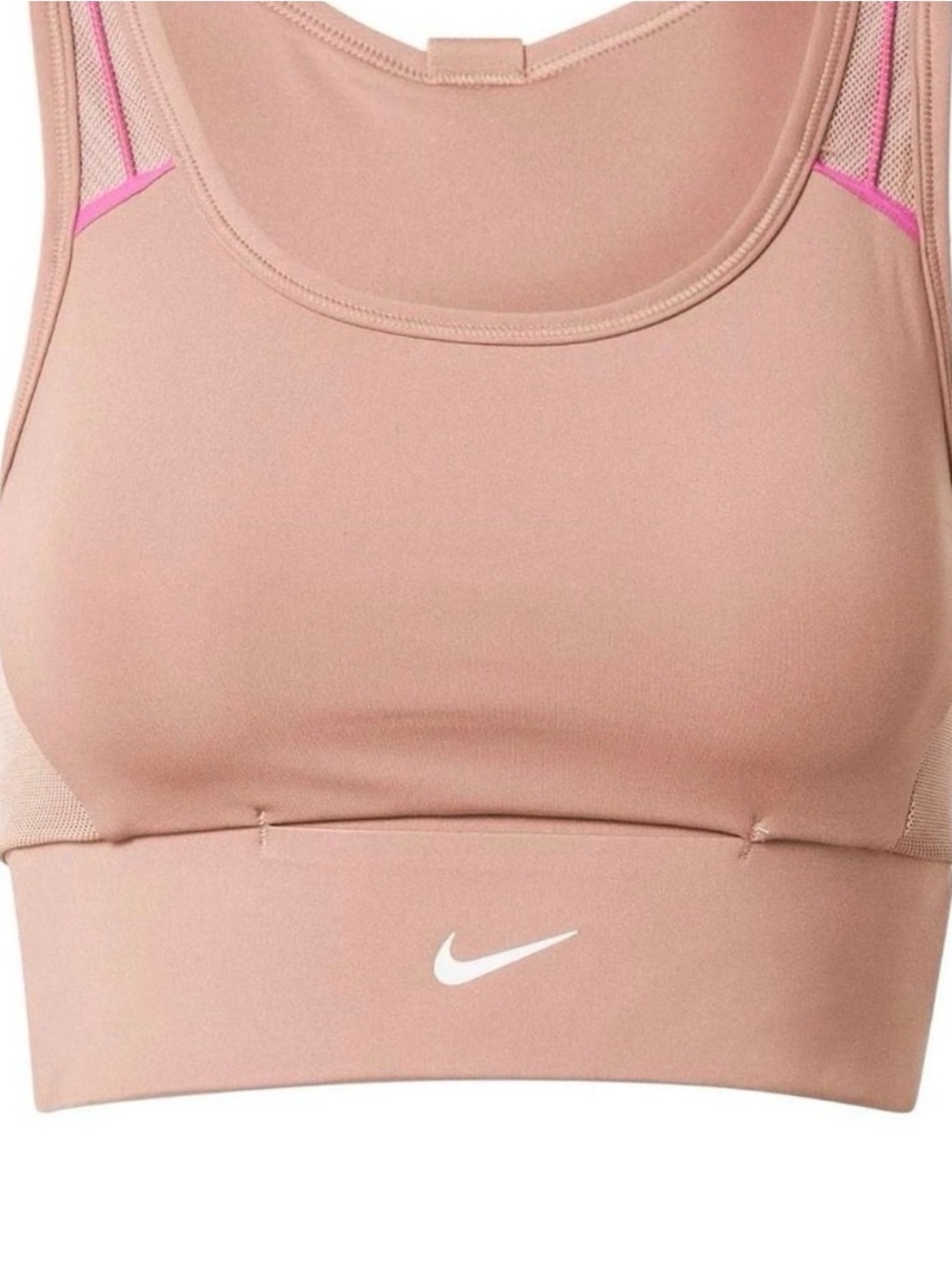 Nike Medium Support Sports Bra in Blush with Pink Accents swoosh